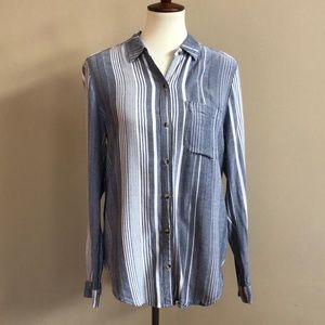 Anthropologie Maeve Blouse- Navy & White Stripe- nice flow to the fabric